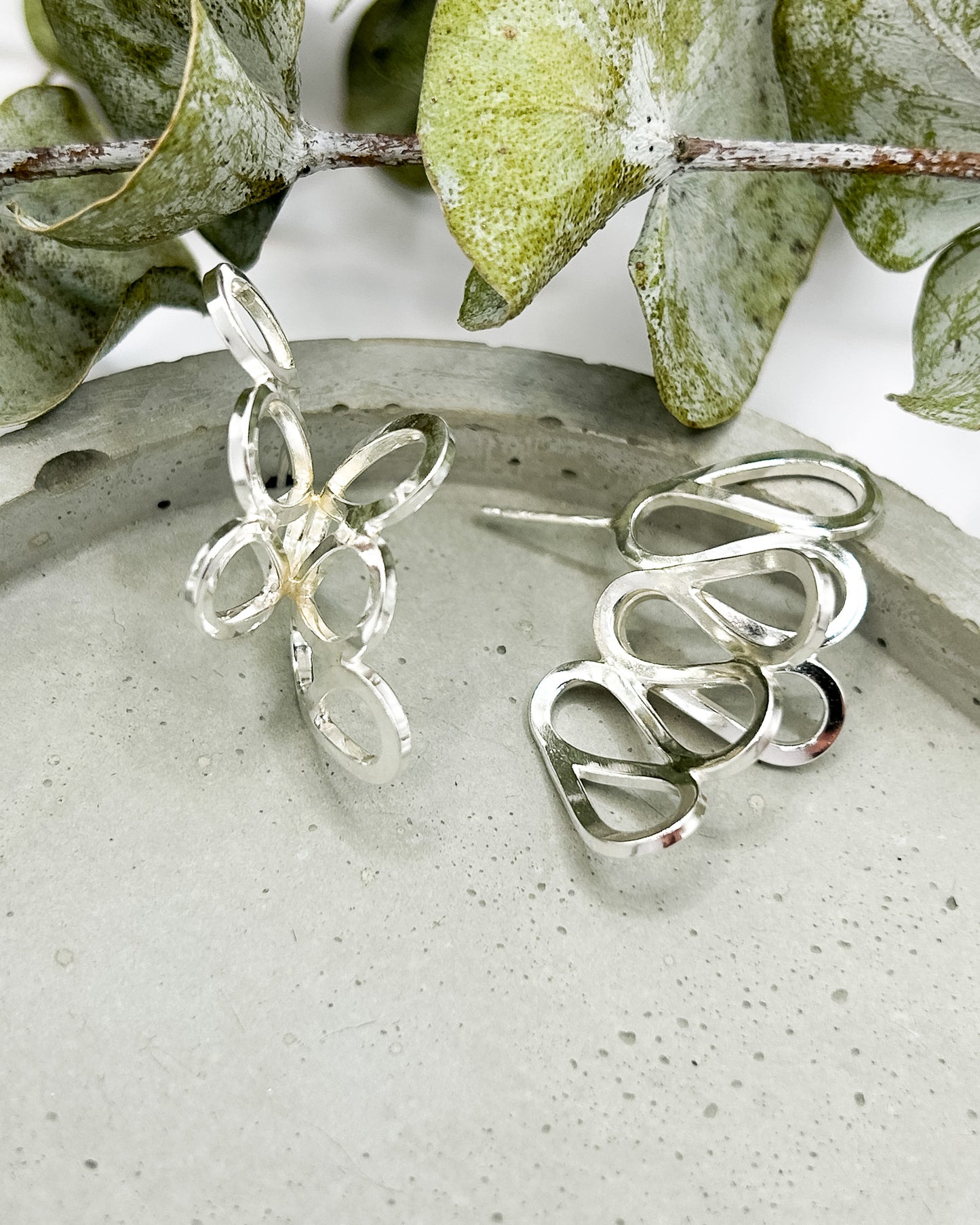 Offset Butterfly Sterling Silver Earrings