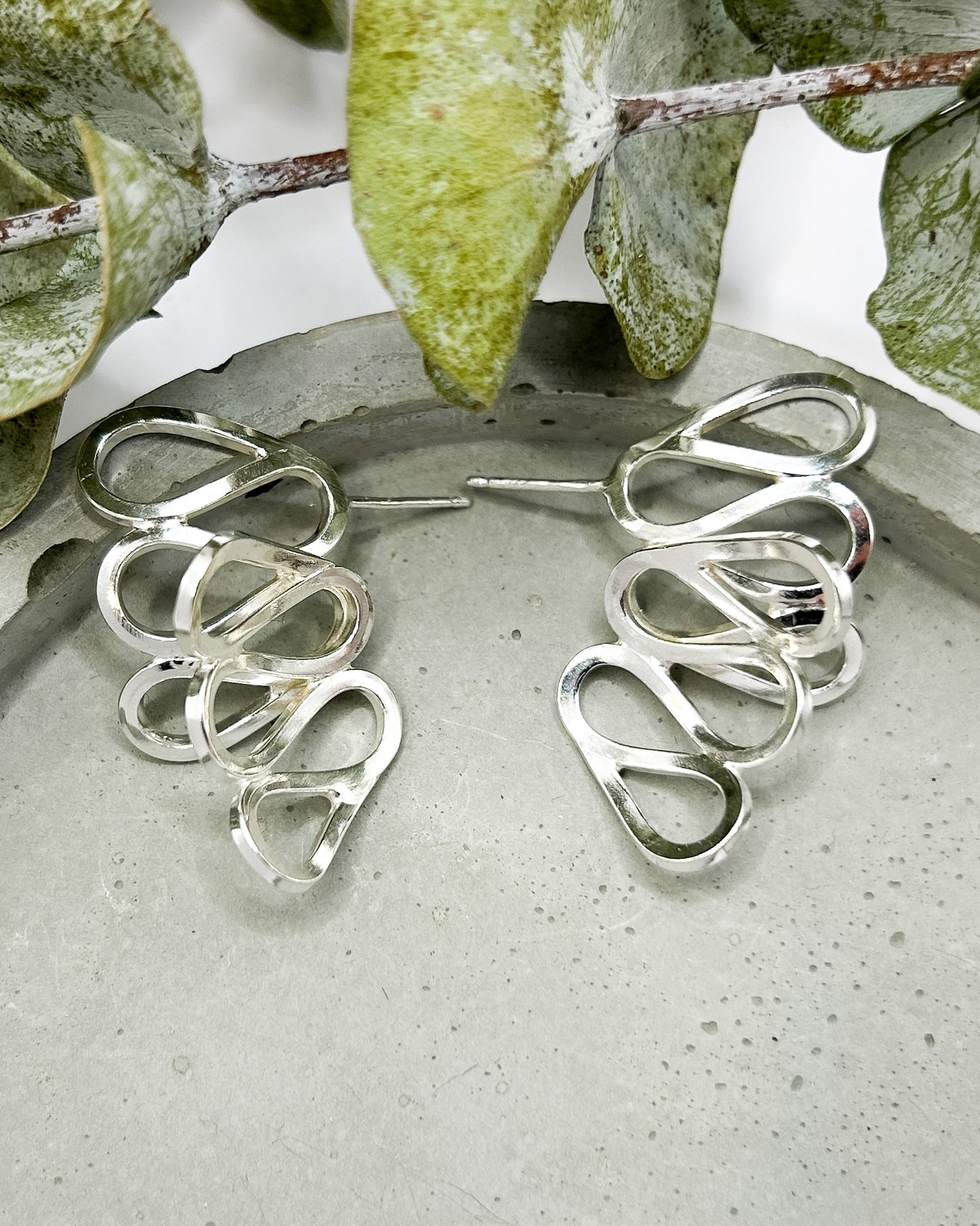 Offset Butterfly Sterling Silver Earrings