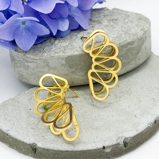 Shadowed Butterfly Stud Petite Gold Finish